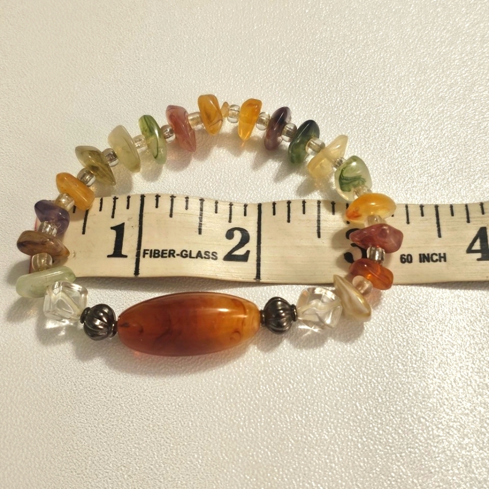 Vintage Warm Amber and Citrine Stone Bracelet with Organic Design. - Picture 5 of 6